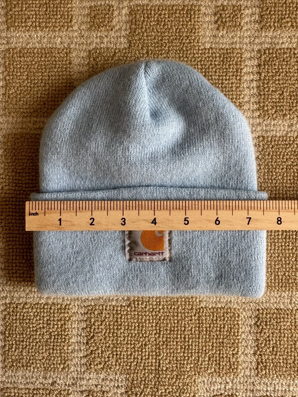 Carhartt Watch Beanie Hat Light Blue Cuffed Knit Logo Utility Streetwear O/S